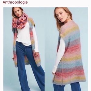 Anthro Moth Rainbow Open Front Mohair Cardigan